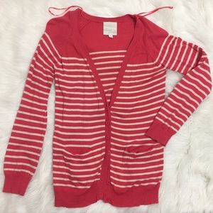 IA* Olive & Oak cardigan in salmon offwhite stripe